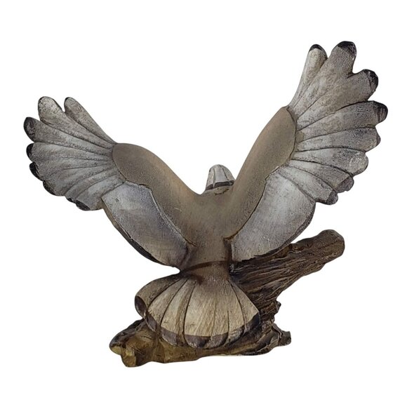 Hand Painted Bald Eagle Taking Off Figurine Faux Wood Resin Vintage Bird - Picture 3 of 8